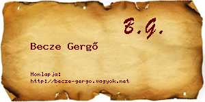 Becze Gergő névjegykártya